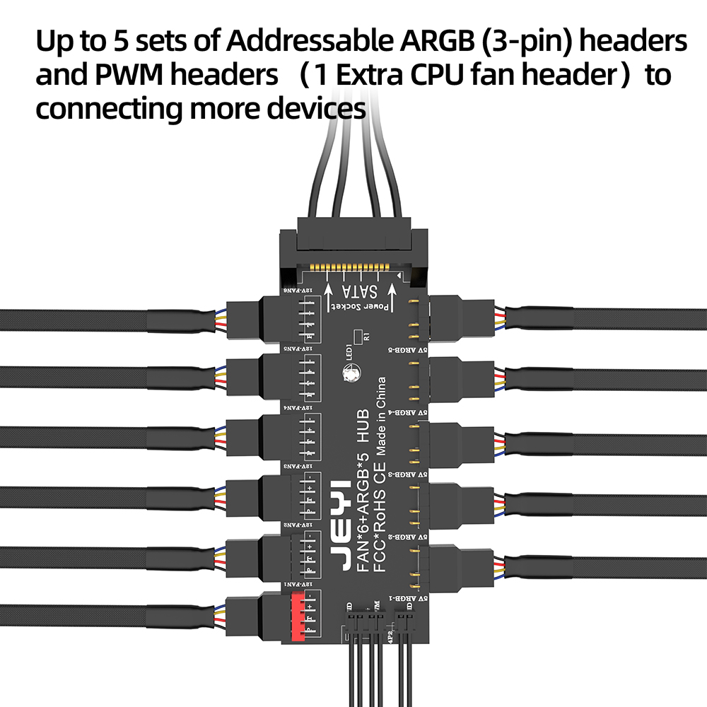 JEYI-ARGB-PWM-5-Wege-Luumlfter-Hub-12V-4Pin-PWM--5V-3Pin-ARGB-2-in-1-Hub-RGB-Fan-RGB-Strip-Splitter-1984163-5